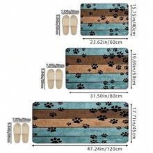 1pc Creative Modern Wood Grain & Dog Paw Print Funny Pattern Bath Mat, Soft Anti-Slip Water-Absorbent Washable Cartoon Healing Carpet, Rectangle Low-Pile Area Rug For Living Room, Bedroom, Kitchen, Laundry Room, Bathroom