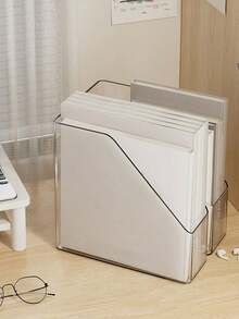 1pc Acrylic Desktop Filing Storage Box - Transparent Plastic Magazine File Organizer For Efficient Desk Organization, Durable Desktop Document Storage Box For Home, Office, Classroom, And Study Space; Keeps Papers Neat, Easy Access, Clear View, Contemporary Clear Design, Slim Profile, Multi-Function File And Magazine Holder - Multicolor - View 13