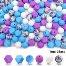 38pcs Silicone Bead Set, Assorted Shapes & Colors, DIY Craft Supply For Keychains, Bracelets, Phone Charms, Necklace Jewelry Making Accessories - Silicone Beads and Hexagonal Series - View 19