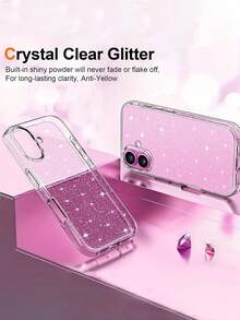 1pc Glitter Transparent Full Body Shockproof Protective Phone Case, TPU Soft Bumper Cover, Compatible With IPhone 17/17 Air/17 Pro/17 Pro Max/16/16 Pro/16 Plus/16 Pro Max 16/15 Pro Max/14 Pro Max/13 Pro Max/12 Pro Max/11 Pro Max/16 Pro Max