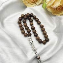 1pc/2pcs/4pcs 33pcs 10mm Wooden Islamic Prayer Beads Rosary Necklace, Elegant Tasbih For Worship