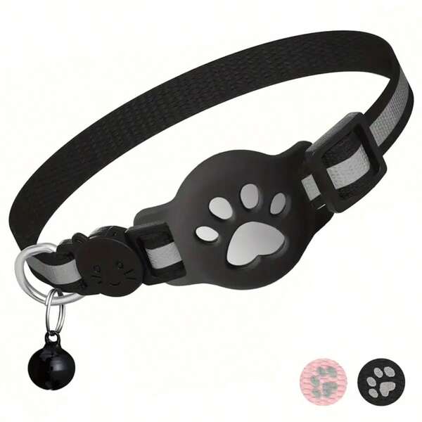 1pc AirTag Cat Collar With Bell And Reflective Stripes, Adjustable 7.48-12.59In Breakaway Design, Safety Buckle, Pet Supplies, Gifts, Without Battery(Pet Collars Do Not Include Locators)