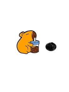 1pc Metal Capybara Charm, Cute Adorable Backpack Decoration Pin, Brooch, Button - Multiple Styles - View 10