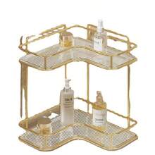 1pc New Luxury Bathroom Triangle Counter Top Acrylic Storage Rack, Washroom Vanity Corner Organizer, Convenient - Multicolor - View 3