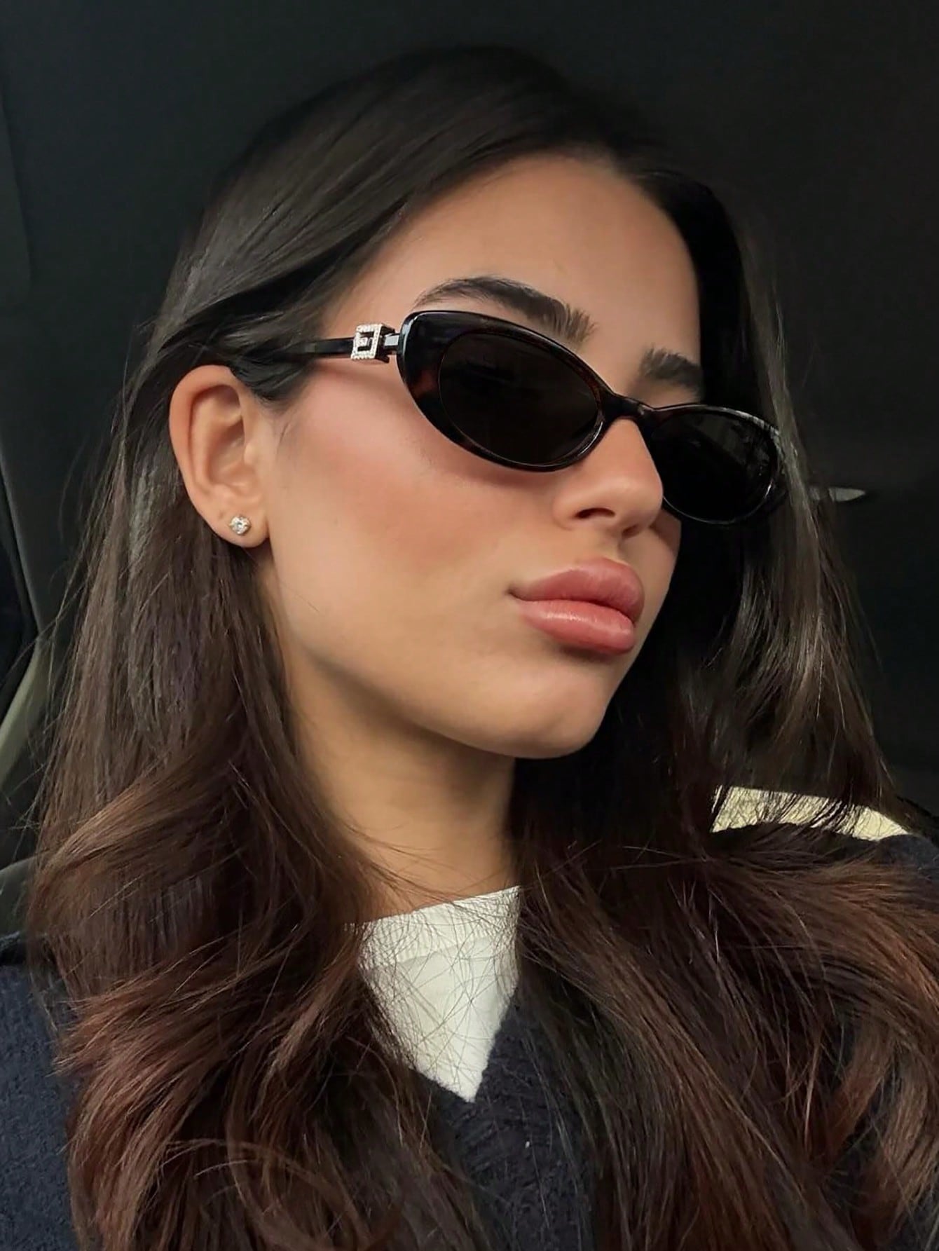 Oval mirror small-frame glasses