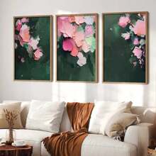 3pcs Modern Abstract Floral Wall Arts Canvas Posters, Neutral And Soft Tones, Optional Frame, Classroom, Office, Home Decoration Hanging Painting ,Wall Art With Frame