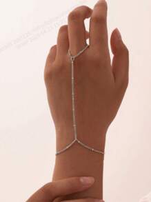 1 Pc Minimalist Beaded Chain Linked Finger Ring