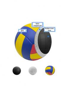 كرة الطائرة متعددة الألوان ذات الحياكة من البولي يوريثان، مرنة عالية الارتداد حجم 5 لبطولات والتدريب - متعدد الألوان - مشاهدة 12