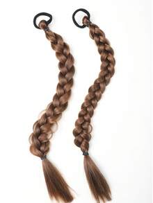 2PCS 18 Inch Boxing Braided Hair Extensions For KIDS Synthetic Long Twist Braid Ponytail Extensions With Rubber Band Daily Use - Gold - View 8