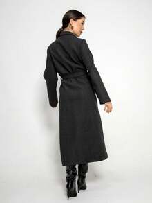 Elegant Double-Pocket Coat HF-SBT-005 - 黑色 - 查看 2