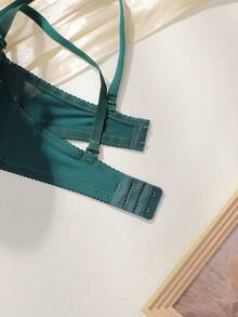 5PCS Women Solid Color Removable Shoulder Strap Bra,(With Steel Ring)Scallop Lace Decoration Push Up Bra 5pcs - Multicolor - View 6