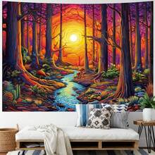 Galaxy Space Tapestry Colorful Starry Sky Tapestry Mountain Tapestries Misty Forest Tapestries Fantasy Landscape Wall Hanging Decor For Home Home Decoration For Bedroom,Living Room,Dorm - Sun Forest - View 5