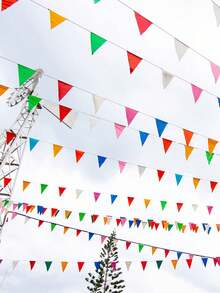 164ft/50m Colorful Triangular Banners And Banners, Reusable Nylon Fabric Banners With 100 Triangles, Suitable For Baby Shower Decoration, Indoor And Outdoor Banner Decoration. - Color - View 5