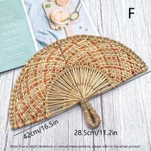 1 件手工编织海藻扇，非洲风格手持扇，壁挂装饰扇，便携式夏季扇，适合日常使用和摄影 - 彩色 - 查看 14
