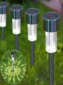 10 pezzi Luci a picchetto solari a LED, luci decorative da esterno alimentate a energia solare in acciaio inossidabile per giardino, prato, vialetto, terrazza, vialetto, giardino, decorazione per feste