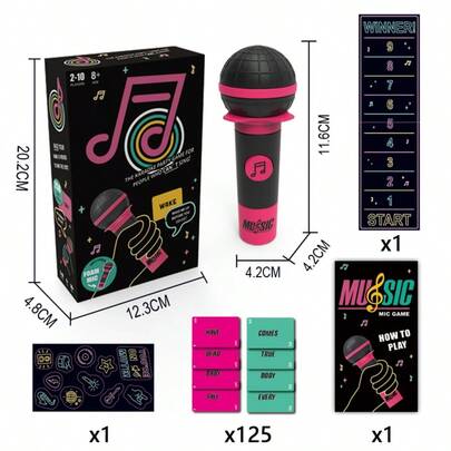 Grab The Mic - The Karaoke Party Game For 2-10 Players, 250 Lyric Cards, Pink & Black Microphone Design, Ideal For Family Game Nights & Birthday Parties, Family Entertainment|Playful Design