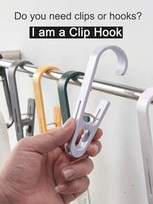 2pcs Large Laundry Clothes Clip Towel Clip, Multi-Purpose Clothes Clip Hook, Sturdy Plastic Clothes Hanger. The S Hook Is Suitable For Clothing Stores, Home Offices, Workshops, And Clothespins. Bathroom Hanging Clip, Storage Clip, Curtain Clip, Balcony Drying Clip. Bathroom Storage And Organization. - Multicolor - View 3