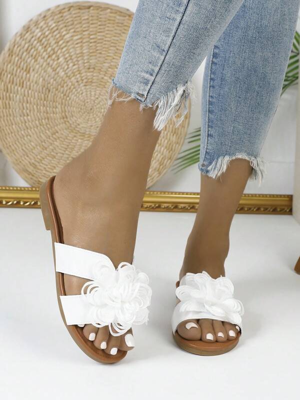 Fashion Hollow Floral Decor Flat Sandals