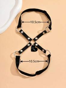 1pc Custom Personalized Text Heart Star Butterfly Round Ring Leg Garter, Dark Grunge Style Street Fashion, Birthday Gift - Black - View 8