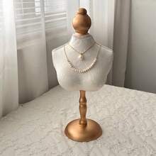 1pc Blue Velvet Material Jewelry Display Holder With Gold Base, Tabletop Jewelry Organizer Rack Summer Necessity For Women Storage Organizer Gift Travel Back To School