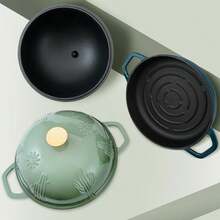 2025 Hottt New Arrivals:Cast Iron Bread Oven  Cloche Lid For Baking - Darkcyan Enameled 5 Qt Dutch Oven  Dome Lid For SourdoughLight Blue 8 InchLight Blue - Bildfarbe - View 5