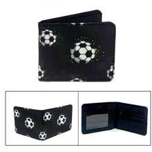 Portofel cool pentru băieți Portofele durabile din material textil Suport pentru numerar pentru card de credit Portofele estetice Kawaii drăguțe cu fereastră de identificare cu buzunar pentru monede pentru băieți adolescent băieți bărbați tineri băieți băieți adolescent (imprimat fotbal)