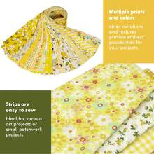 40pcs Yellow Floral Cotton Fabric Patchwork Roll 2.5x19.69 Inch Quilting Strips For DIY Crafts - Yellow - View 10