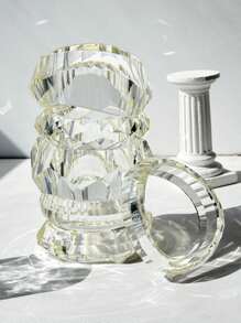 1pc New Clear Resin Asymmetrical Wide Vintage Bracelet, Unique Geometric Jewelry Gift For Women