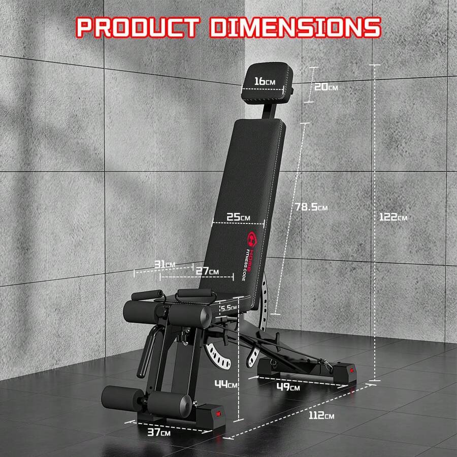 GartistGo Foldable Adjustable Weight Bench With 14-Position Backrest, Multi-Angle Seat Adjustment, 540KG Weight Capacity - Black - View 1