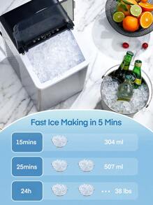 Nugget Ice Maker Countertop, 50lbs/24H Soft Chewable Pebble Ice Machine, Portable Pellet Ice Makers With Self-Cleaning For Home Kitchen Office, Stainless Steel