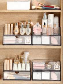 [Transparent Divided Organizer Box] 1/2/3pcs Plastic Clear Storage Box, Drawer Built-In Storage Box, Transparent Drawer Divided Organizer, Dresser Desktop Cosmetic Skin Care Products Finishing Box, Sundries Storage Container,For Desk/Vanity