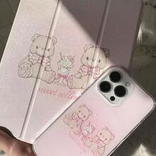 可爱小熊冰淇淋造型保护壳，双面亚克力彩绘透明水晶背板，防摔保护壳，支持睡眠/唤醒功能，兼容iPad - 彩色 - 查看 4