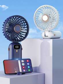Stay Cool On-The-Go: Small Handheld USB Rechargeable Fan - Portable & Charging For Students & Office Desk Portable Fan Cute Handheld Fan Battery Operated Lightweight Small Personal Fan For Stylish Girl Kids Women Men Outdoor Travel Camping Handheld Fan Portable Fan, 5-Speed Fan, LED Display Screen, Personal Mini Travel Fan With Backup Power Supply, USB Foldable Female Electric Fan
