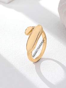 1 Pc Women Chunky Ring , Golden Color Statement Ring Jewelry For Daily Wear , Simple Design Rings - Gold - View 3