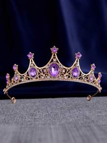 1pc Girls Crystal Crown Headband, Luxury Princess Crown Hair Accessories For Children