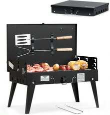 MASTER COOK Portable Charcoal Grill, Foldable BBQ Grill Kit Easy To Carry, Mini Tabletop Grill For Outdoor Camping, Patio And Picnic, 17.1"*10.8"*2.5" - 1 - View 1