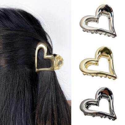 Metall Haarspange in Herzform, elegantes Klauen Design, simple Haaraccessoires für Frauen