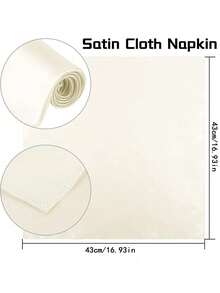 4/8/12/16 Pcs Satin Napkins, 17x17 Inch Square, Ivory Smooth Napkins, Reusable, Suitable For Weddings, Dinners, Cocktail Parties - No Feathers, No Batteries Required - Beige - View 2