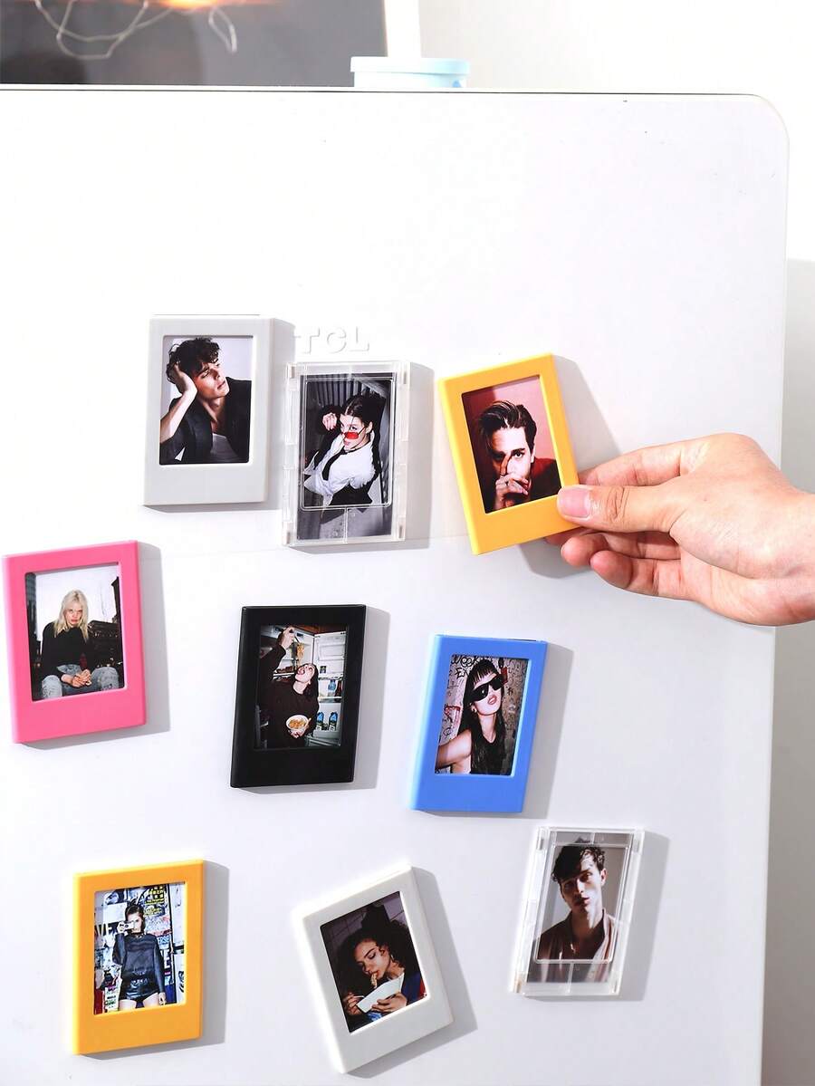 1/4/6/10/20pcs Multi-Color 3-Inch Magnetic Plastic Photo Frames, Magnetic Fridge Stickers For Instant Camera Photos And Mini Cards Display, Personalized Home Fridge Decor, Gift For Friends