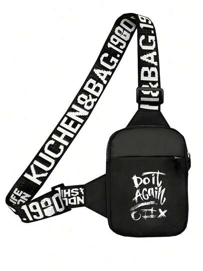 peach tree 男士方包胸包斜挎包腰包单肩包跑步包夜跑包骑行包，时尚纯色简约卡通印花涂鸦嘻哈运动街头休闲商务旅行度假必备单品