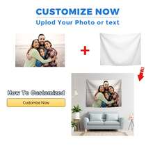 1Pc Personalized Customized Tapestry - Fast Shipping, Made In The USA - Upload Your Own Images To Get A Unique Wall Hanging Background, Perfect For Home And Living Room Decoration, Bedroom Wall Art, Suitable For Birthdays, Weddings, Halloween, Christmas, Parties, Father/Mother's Day, Home Decoration Personalized Ideal Gift - 彩色 - 查看 5