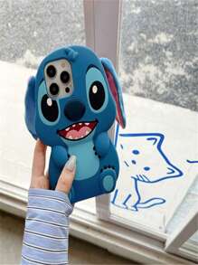 Disney The Lovely 3D Animated Stitch Phone Case, Specially CompatibleWith 16 Pro Max, 15 And 14 Pro Max, Uses Soft Silicone Material And Cute Ear Bands To Provide Protection., School Supplies, Back To School