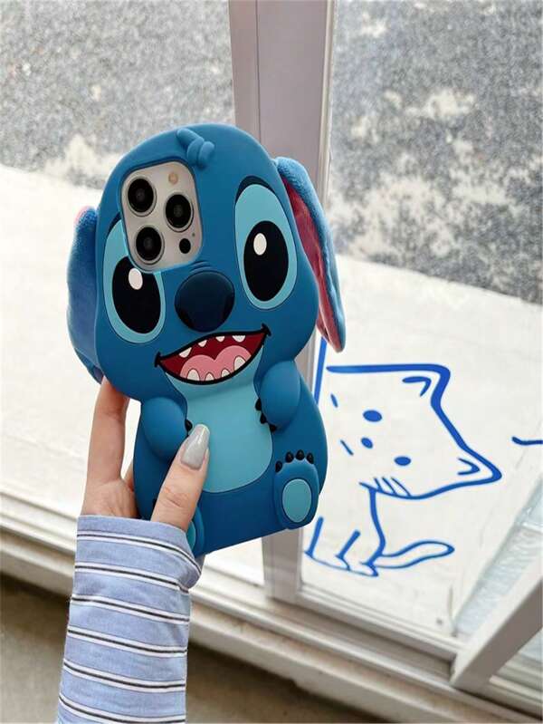 Disney The Lovely 3D Animated Stitch Phone Case, Specially Designed Compatible With IPhone 16 Pro Max, 15 And 14 Pro Max, Uses Soft Silicone Material And Cute Ear Bands To Provide Protection., School Supplies,Back To School