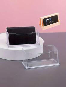 1pc Transparent Acrylic Business Card Holder - Fashionable Clear Display Box For Organizing Business Cards - Suitable For Office Supplies, Event Decorations, Etc. Modern Card Holder, Plastic Material, Card Storage Box, Card Case - Multicolor - View 3