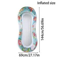 Fruit Inflatable Floating Mat (Watermelon Flower Pattern), Mesh Breathable Design, Pool Inflatable Lounge Chair, Essential For Summer Beach Parties And Water Play, Spending A Wonderful Summer With Family And Friends - Multicolor - View 3