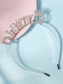 1 Minimalist Elegant Rhinestone Crown Birthday Princess Tiara Hair Accessory - Silver - View 7