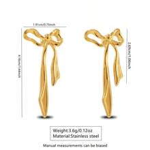 1 par de brincos elegantes de aço inoxidável com laço assimétrico, adequados para o trajeto diário feminino, encontros noturnos e ocasiões festivas como presente