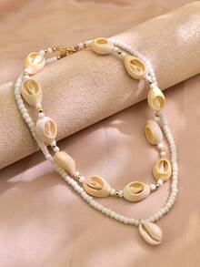 2pcs/Set Bohemian Shell Beaded Necklace, Suitable For Beach Party, Travel & Vacation, Girlfriend Gift - Shell Necklace - View 3