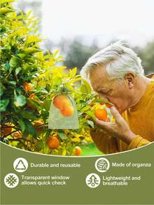 50个装花园水果保护网袋防虫防鸟水果网袋保护植物免受害虫鸟类松鼠侵害多功能抽绳收纳袋 - 彩色 - 查看 3