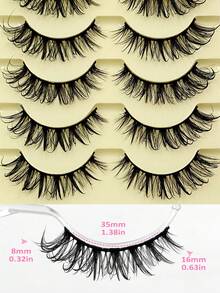 Asiteo 5 Pairs Manga Style False Eyelashes Cat Eye Eyelashes Look Moist Eye End Elongated Spiky Manga Fake Lashes Faux Mink Lashes Natural Look Eyelashes Extension Makeup - 尖尾漫畫款 - 查看 2
